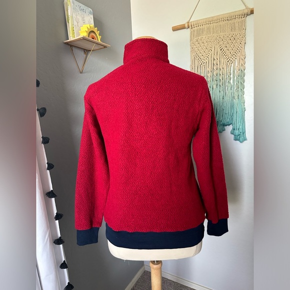 Patagonia women’s woolyester quarter-zip fleece pullover red/navy size L NWOT - Picture 3 of 6